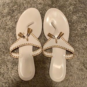 Jack Rogers White and Gold Jelly Tassel sandals